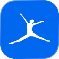 White leaping figure on blue app icon