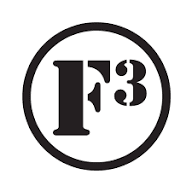 Black F3 logo inside circle