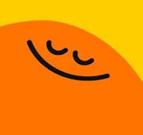 Smiling orange sun icon on yellow background