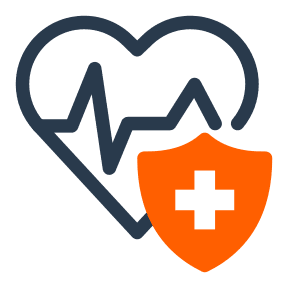 Heart with heartbeat line and medical shield