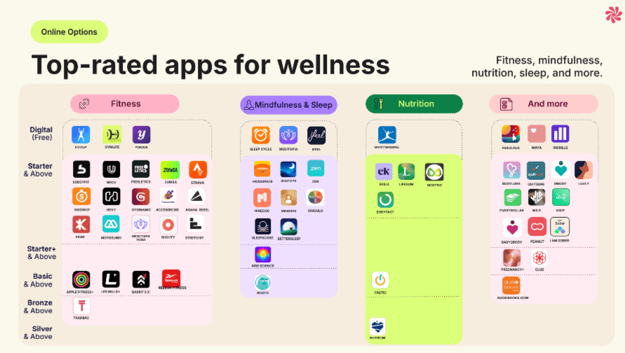 Top-rated wellness apps infographic by category