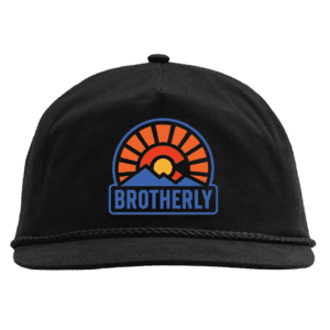 Black cap with Brotherly sunrise mountain logo